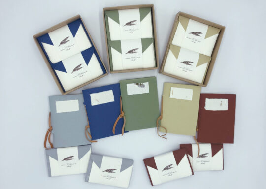 F217 - Gift box with 20 single card 10x7 model 200gsm and coloured envelopes + 1 copybook 13x9
